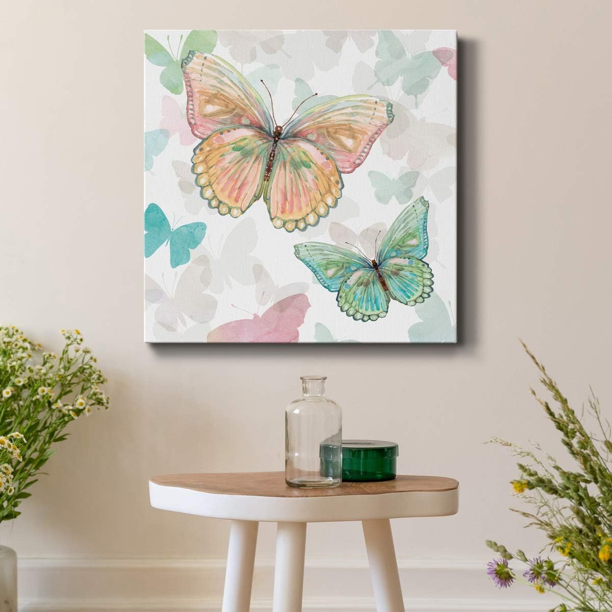 Renditions Gallery Asbury Garden Butterflies (1) Wall Art, Premium Gallery Wrapped Canvas Decor, Ready to Hang, 16 in H x 16 in W, Made in America Print