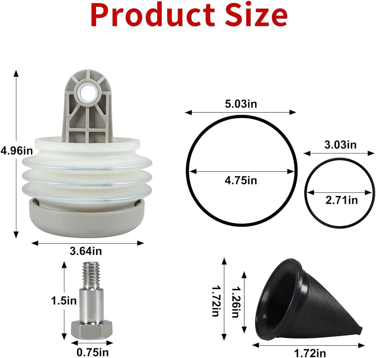 Fits for Dometic 385230980 Pump Bellow Kit Include 385310076 1-1/2 Duckbill Valve (4Pack) and 385310151 O-Ring (2 Pack) Replace for S, T, J Series Vacuum Pump for RV and Boat Toilet Vacuum Pump System