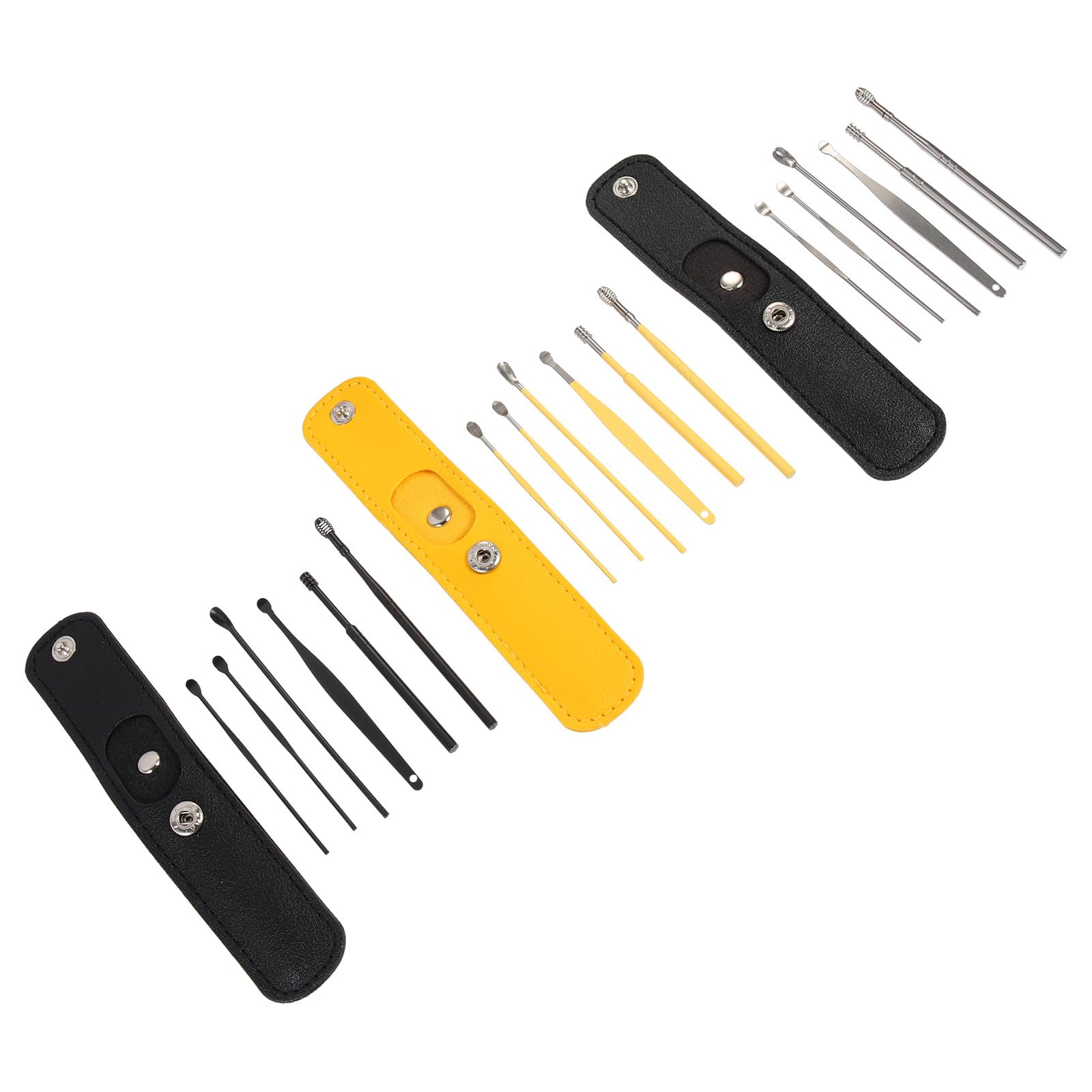 Ear Wax Cleaner Kit 18Pcs Stainless Steel Earwax Removal Tools Spiral Spring Ear Picks with Pouch Portable for