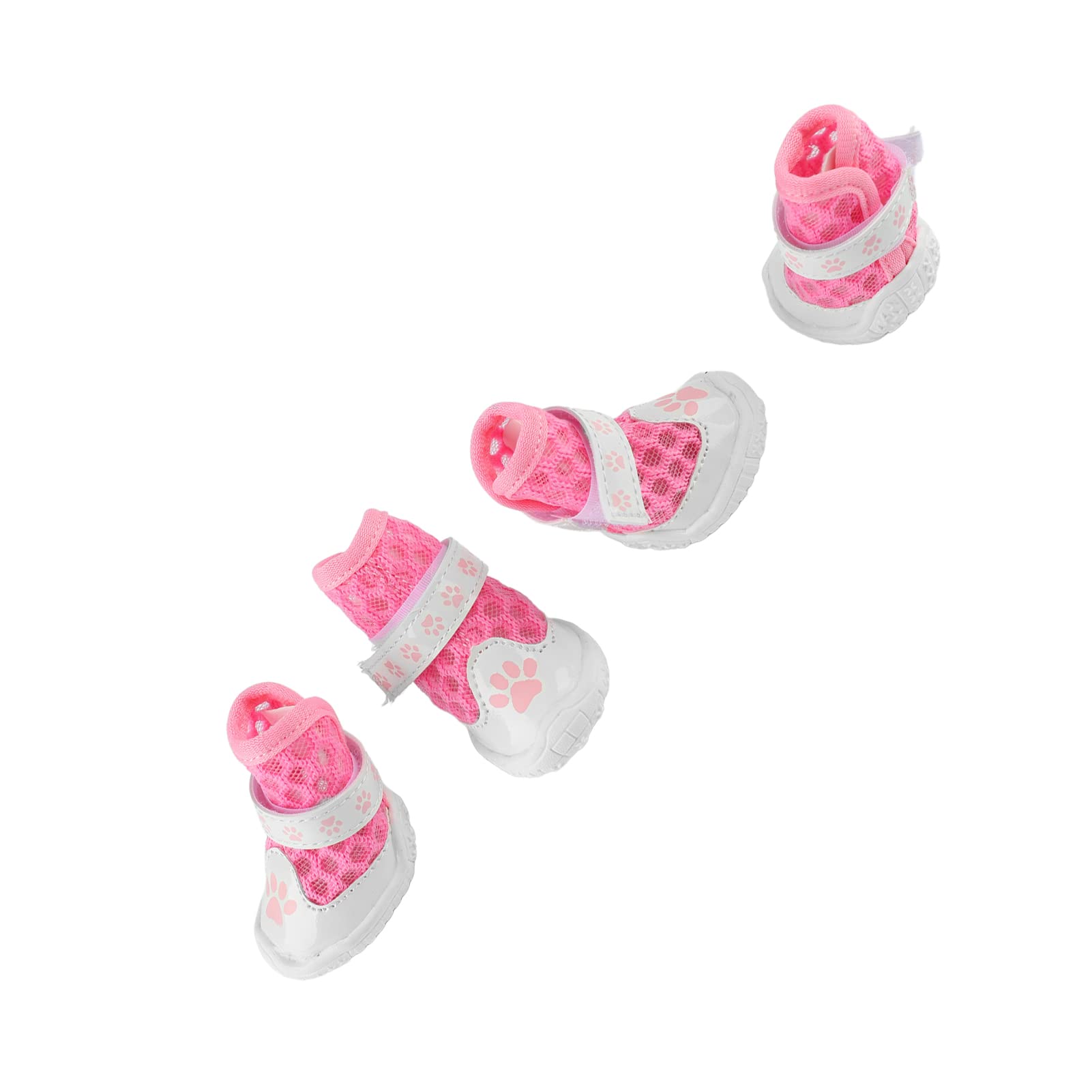 Dog Shoes, Breathable Mesh 4pcs Fashionable Dog Booties Summer Rubber Sole for Walking for Everyday (Pink)