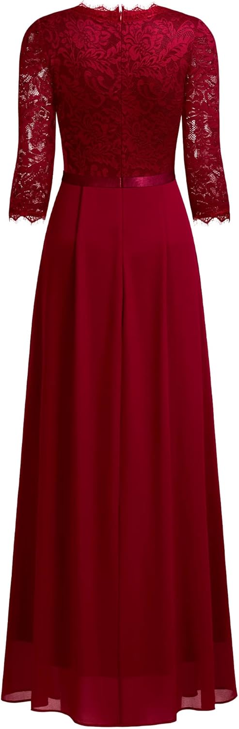 MISSMAY Women's Formal Floral Lace 2/3 Sleeves Long Evening Party Maxi Dress - Image 6