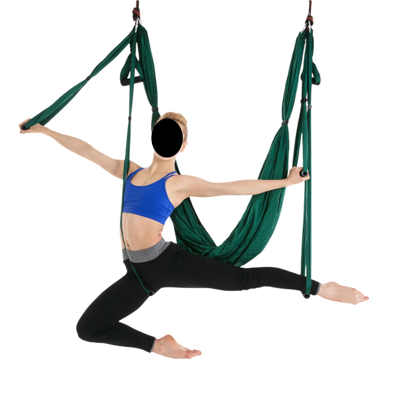 Vttui Aerial Yoga Swing Sling, Trapeze Inversion Equipment Set, Ultra Strong Antigravity Yoga, Include 2 Extensions Straps and Ceiling Mounting Kit(Color:Green)