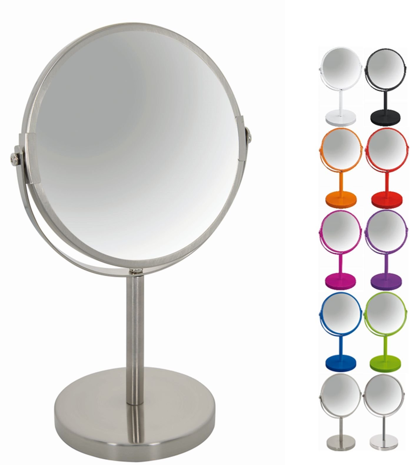 Spirella Sydney Collection Pedestal Mirror for Vanity or Bathroom 17 x 17 x 27 cm (Reversible: 100% and 2x Magnification)