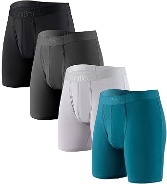 Men's Underwear Soft Boxer Shorts Breathable Bamboo Boxer Briefs Short Leg Trunks 4 Pack
