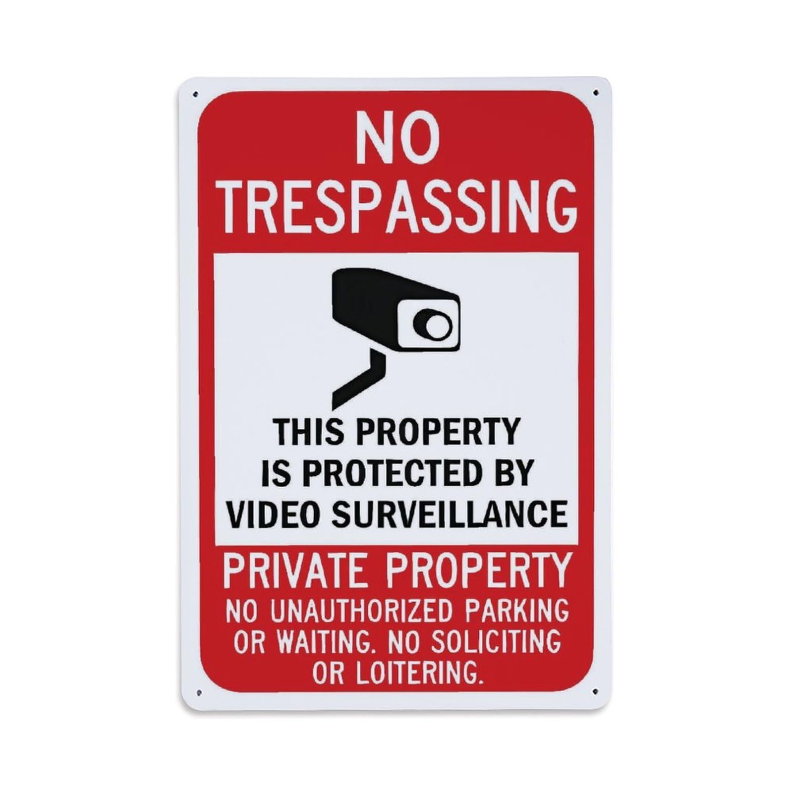 No Trespassing Video Surveillance Private Property Sign Vintage Aluminium Metal Sign, Retro Wall Decor for Home, Bar, Garage & Farmhouse 30x20cm