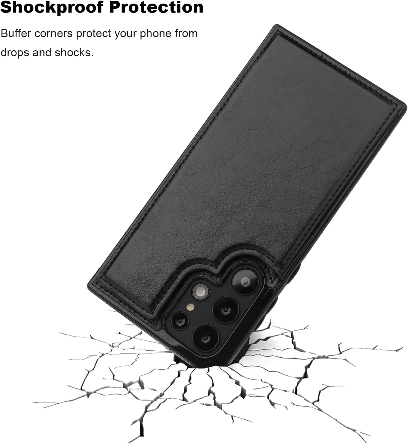 ONETOP Compatible with Samsung Galaxy S22 Ultra Wallet Case with Card Holder, PU Leather Kickstand Card Slots Case, Double Magnetic Clasp and Durable Shockproof Cover 5G 6.8 Inch(Black) - Image 6