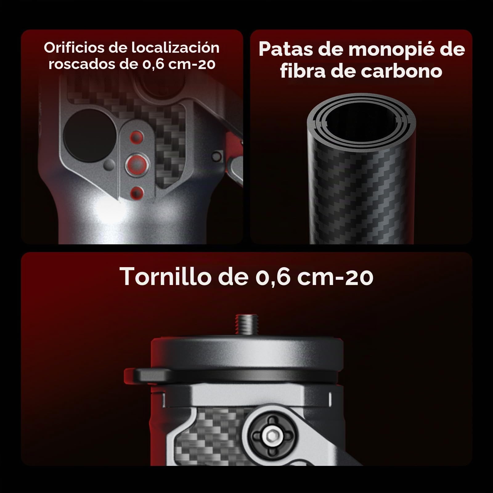SMALLRIG Monópode de Fibra de Carbono 166.5cm, Portátil 68cm, Peso 1.72kg, Ajuste de Altura de Un Toque, Carga Máx. 5kg - 5564