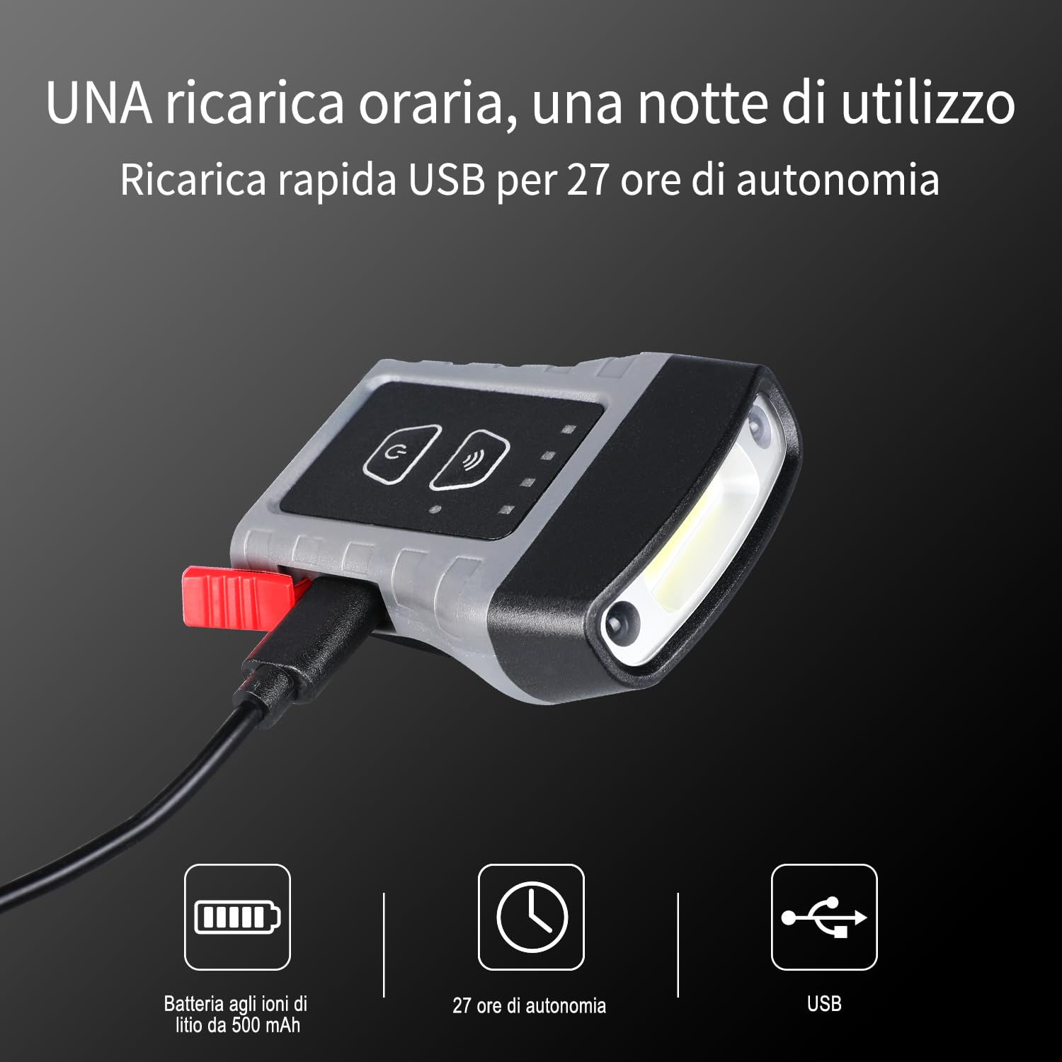 Klarus HC3 LED Clip Sulla Luce del Cappuccio, Lampada Frontale Con Luce Bianca e Rossa, Controllo del Sensore, 5 Modalità Dimmerabili, per Caccia, Campeggio, Pesca