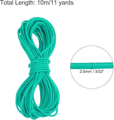 Vista 416 de PATIKIL Cuerda elástica elástica de 1/8 pulgadas, 11 yardas (0.118 in x 32.8 ft), color verde militar para manualidades, correas de gancho