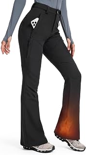 Moosehill Women's Water-Resistant Fleece-Lined Snow Ski Pants - Warm Thermal Winter Hiking Pants with 4 Zipper Pockets