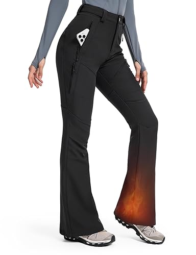Moosehill Womens-Snow-Ski-Pants Water-Resistant Fleece Lined Warm Winter Hiking Thermal with