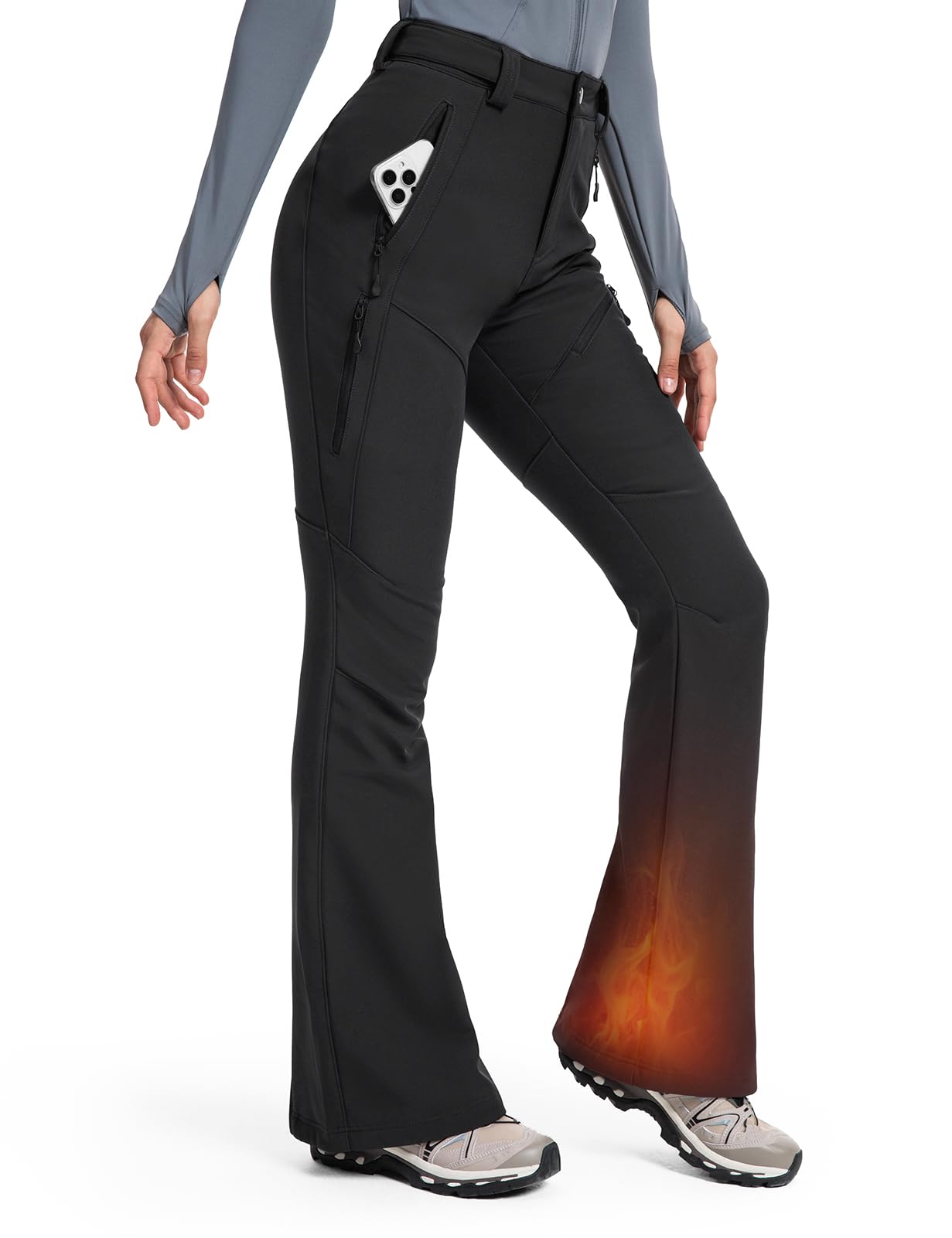 Moosehill Damen-Wanderhose-Thermohose-Wasserdicht-Skihose-Softshellhose Schneehose Gefüttert Winddicht Fleece Warm Falre Outdoor Snowboard Fahrrad Arbeit Trekking Winter Cargohose