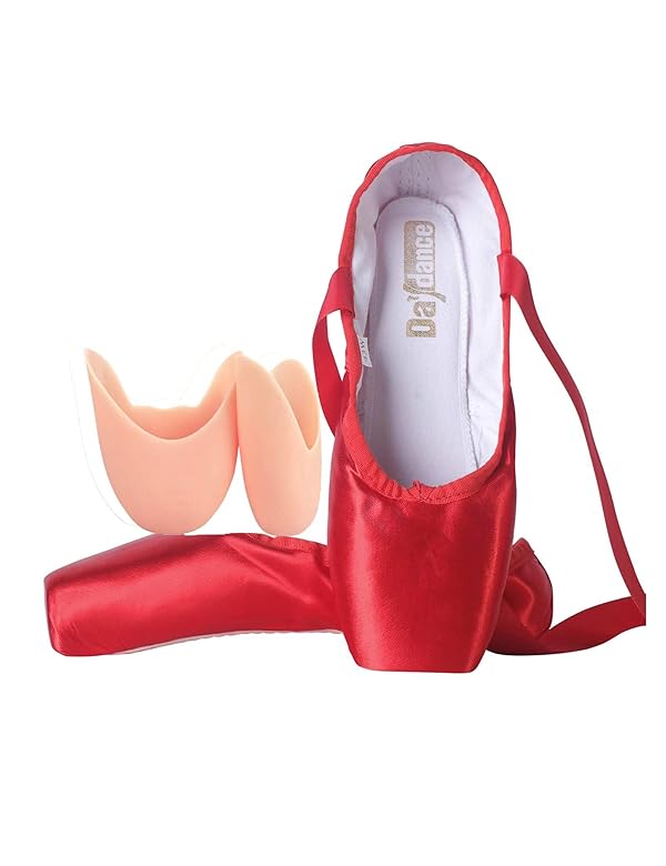 Daydance Girl's Ballet Pointe Shoes for Women, Ribbon Ballerina Shoes with Toe Pads, 5.5 Big Kids Red by Daydance - Used condition - US$24.27