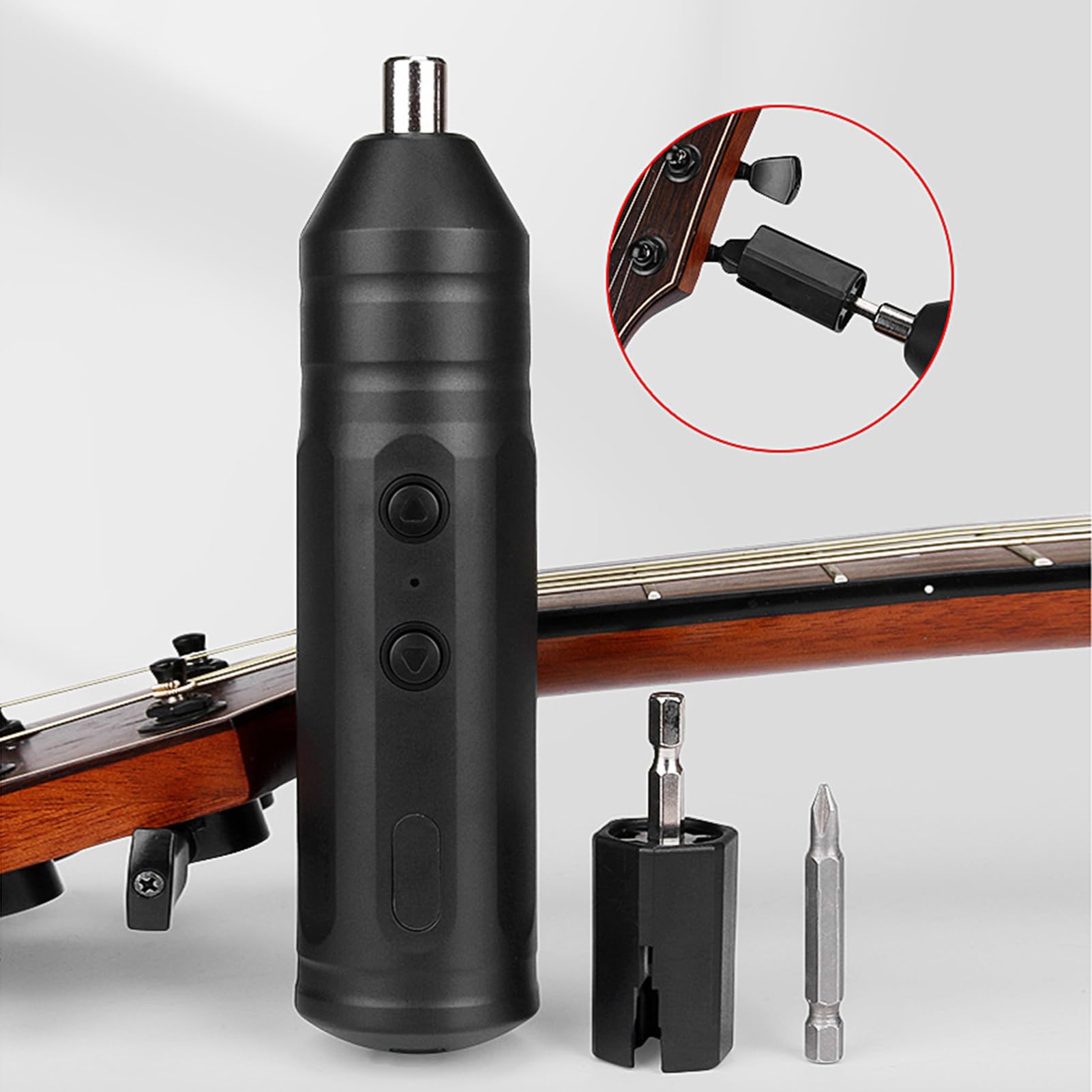 Asixxsix Enrollador de Cuerdas para Guitarra Eléctrica, Enrollador de Cuerdas Automático Recargable para Guitarra Eléctrica Acústica, bajo, Ukelele, Accesorios, Herramienta de Cambio de