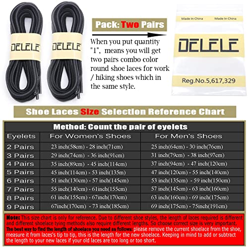 Delele 2 Pair Round Boot Laces Outdoor Hiking Walking Shoelaces Rope Light Brown Coffee Striped Shoe Lace Work Shoe Strings 31 Inches #TOP5