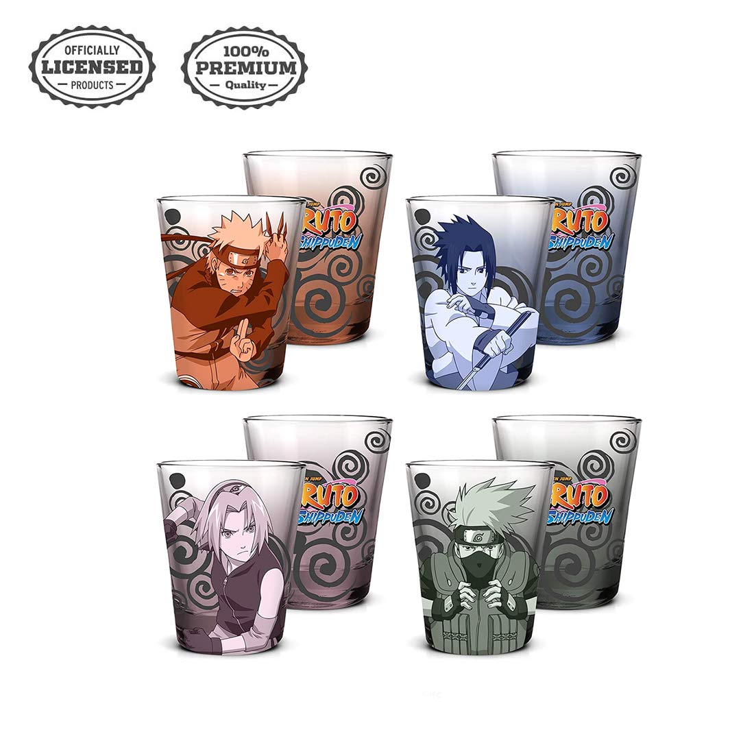 Amazon.com | Naruto Shippuden Set of 4 Shot Glasses, Featuring Team 7 by  Just Funky: Shot Glasses