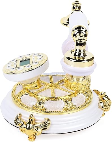 Miniatura 3 de Teléfono de esfera giratoria vintage, teléfono fijo con cable retro real, teléfono de escritorio de estilo antiguo, acabado de metal de resina de