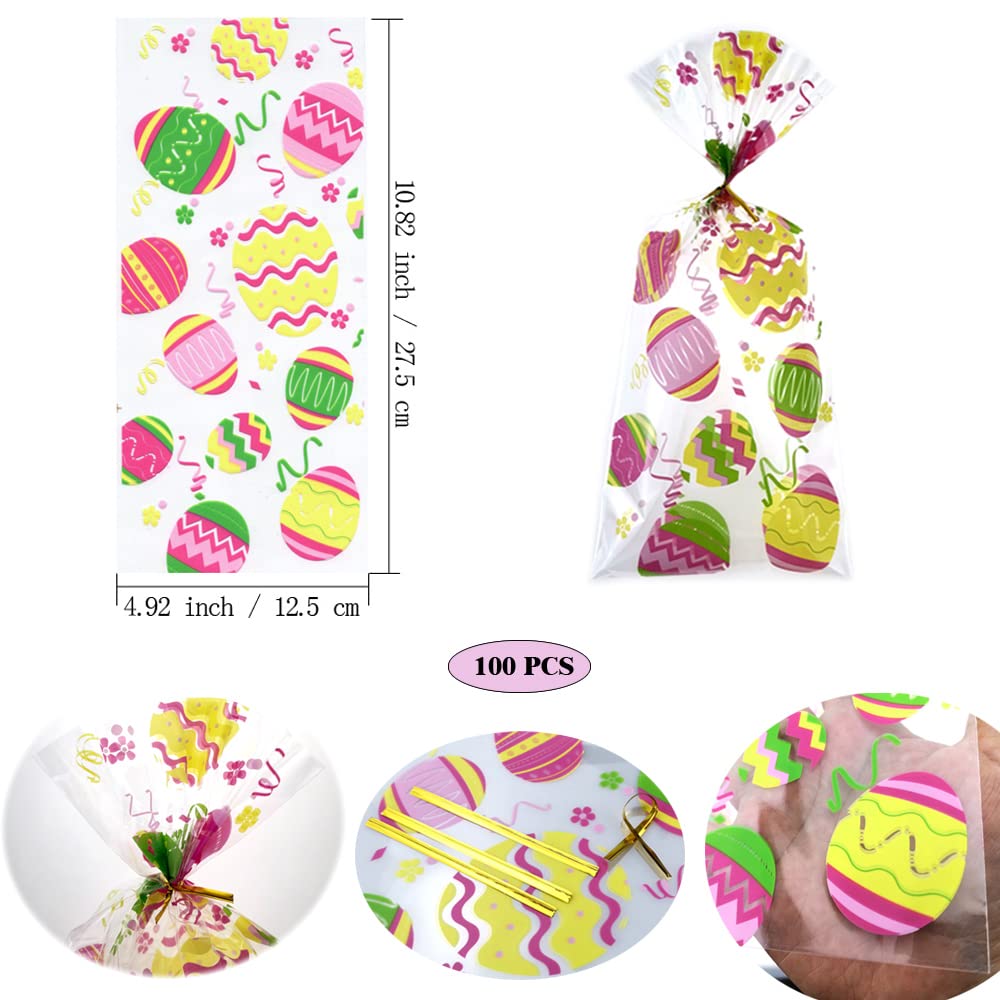 mciskin Sacchetti regalo in cellophane pasquale, sacchetti regalo in plastica con lacci intrecciati per buona Pasqua, sacchetti regalo colorati per
