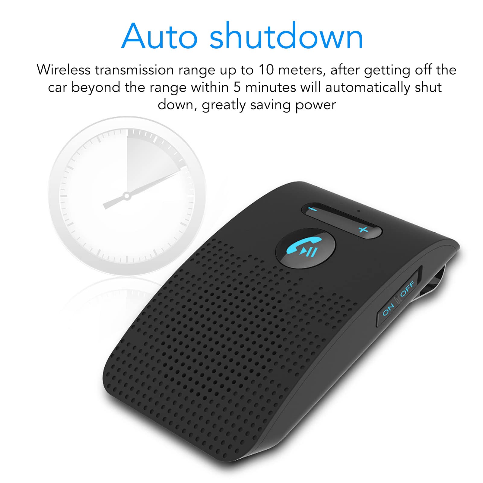 SP09 Altoparlante Bluetooth Vivavoce per Telefono Cellulare, Vivavoce Wireless per Auto con Clip per Visiera, Accensione Automatica del Movimento, Collegamento di 2 Telefoni, 10+ Ore di Conversazione,
