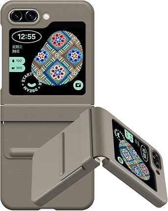 for Samsung Galaxy Z Flip 5 Case with Hinge Protection, Soft Leather Touch Protective Cover, Anti-Scratch Non-Slip Shockproof Case for Z Flip 5 2023, Etoupe Grey