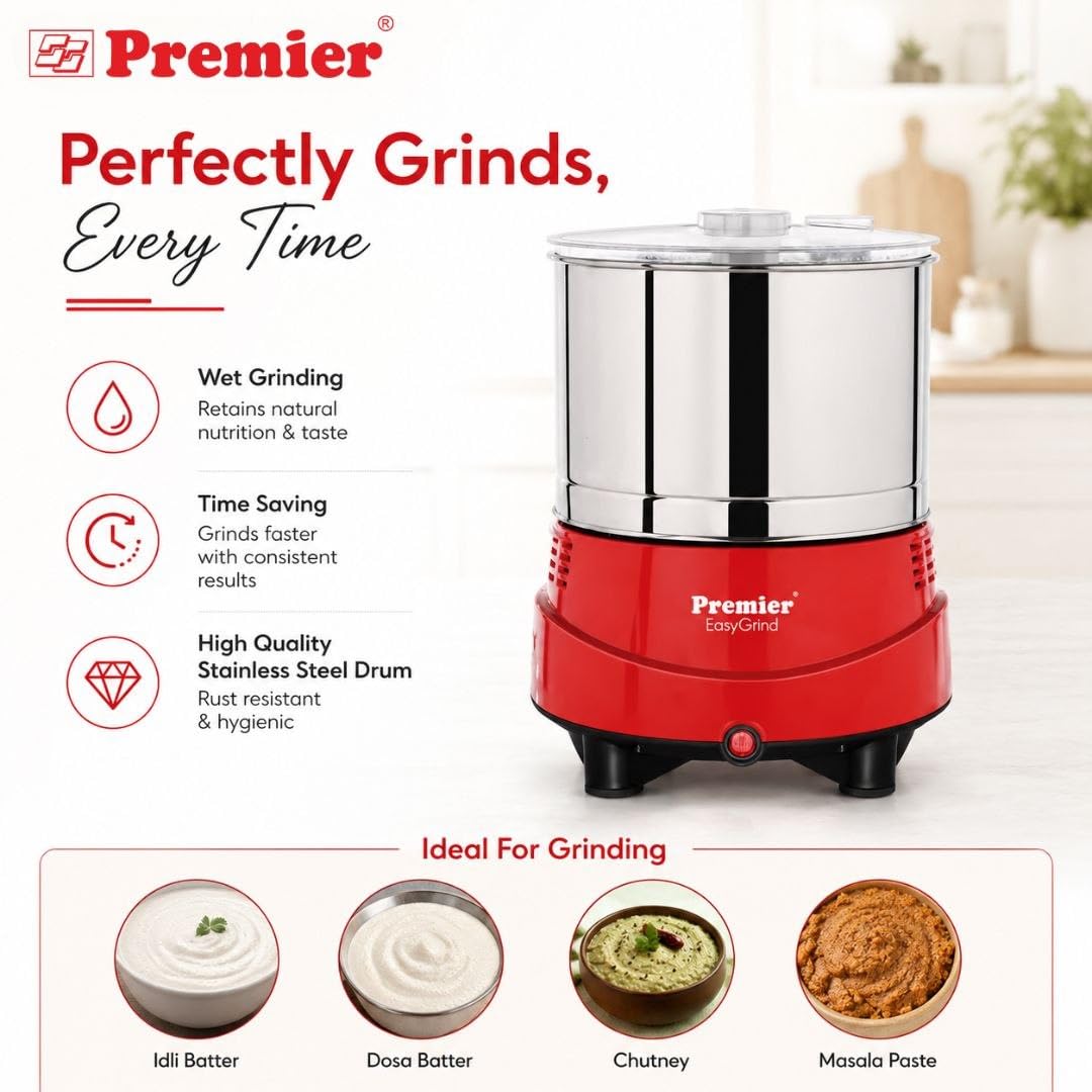 Premier Easy Grind Grinder - 2L Red Wet Grinder -6 Premier Easy Grind Grinder - 2L Red Wet Grinder -6