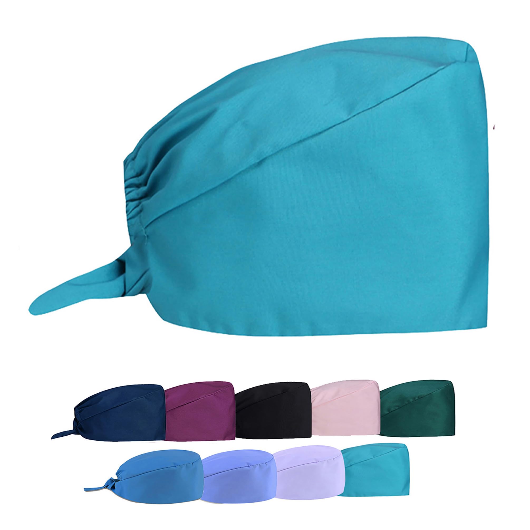 Van Der Linn Unisex Lake Blue Cotton Head Cover Surgical Scrub Hat Doctor Nurse Caps Operating Room Hat (Lake Blue)