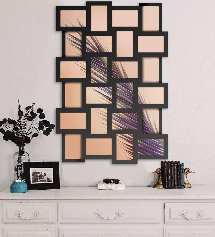 RPJC 4x6 Collage Picture Frame with High Definition Glass Display 24-Opening Family Multi Photos Frames for Wall Hanging Black