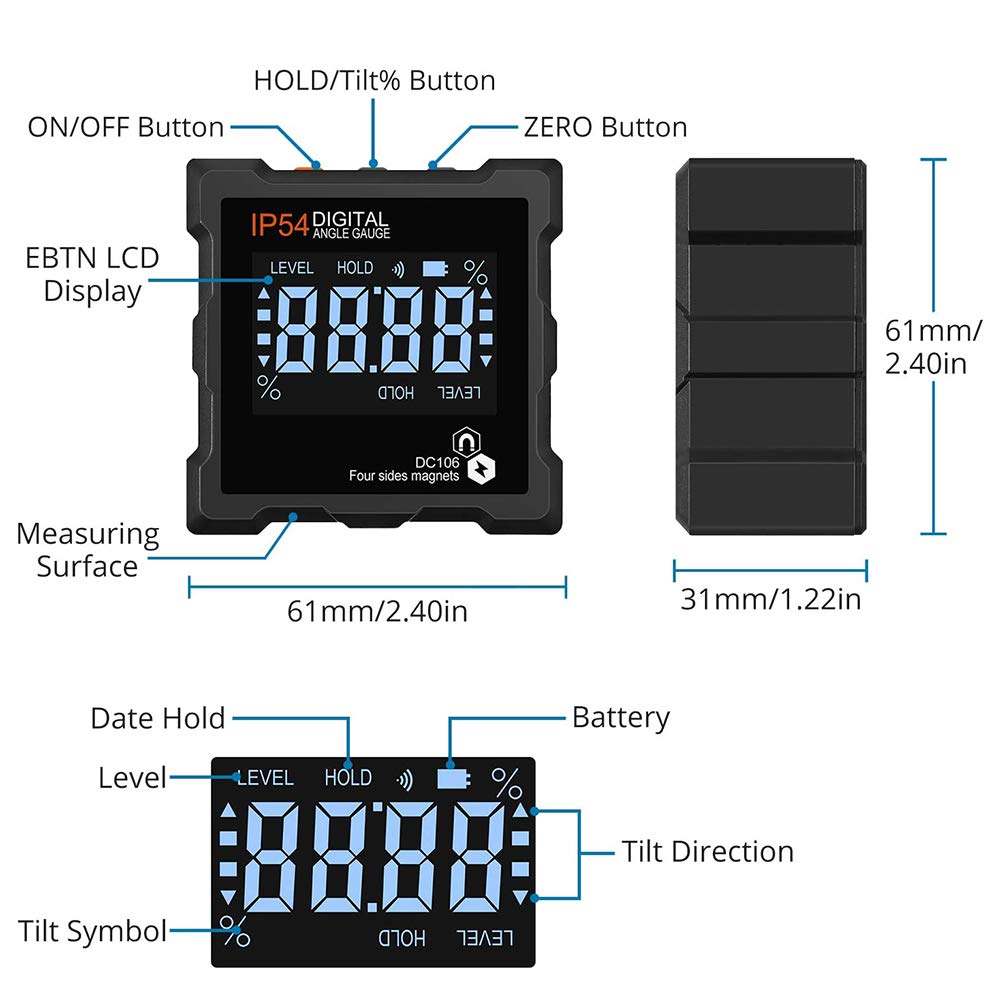 4 x 90 stopni (0-360 stopni) cyfrowy elektroniczny magnetyczny miernik kątomierza podświetlenie cyfrowa skrzynka poziomowa kątomierz kątomierz