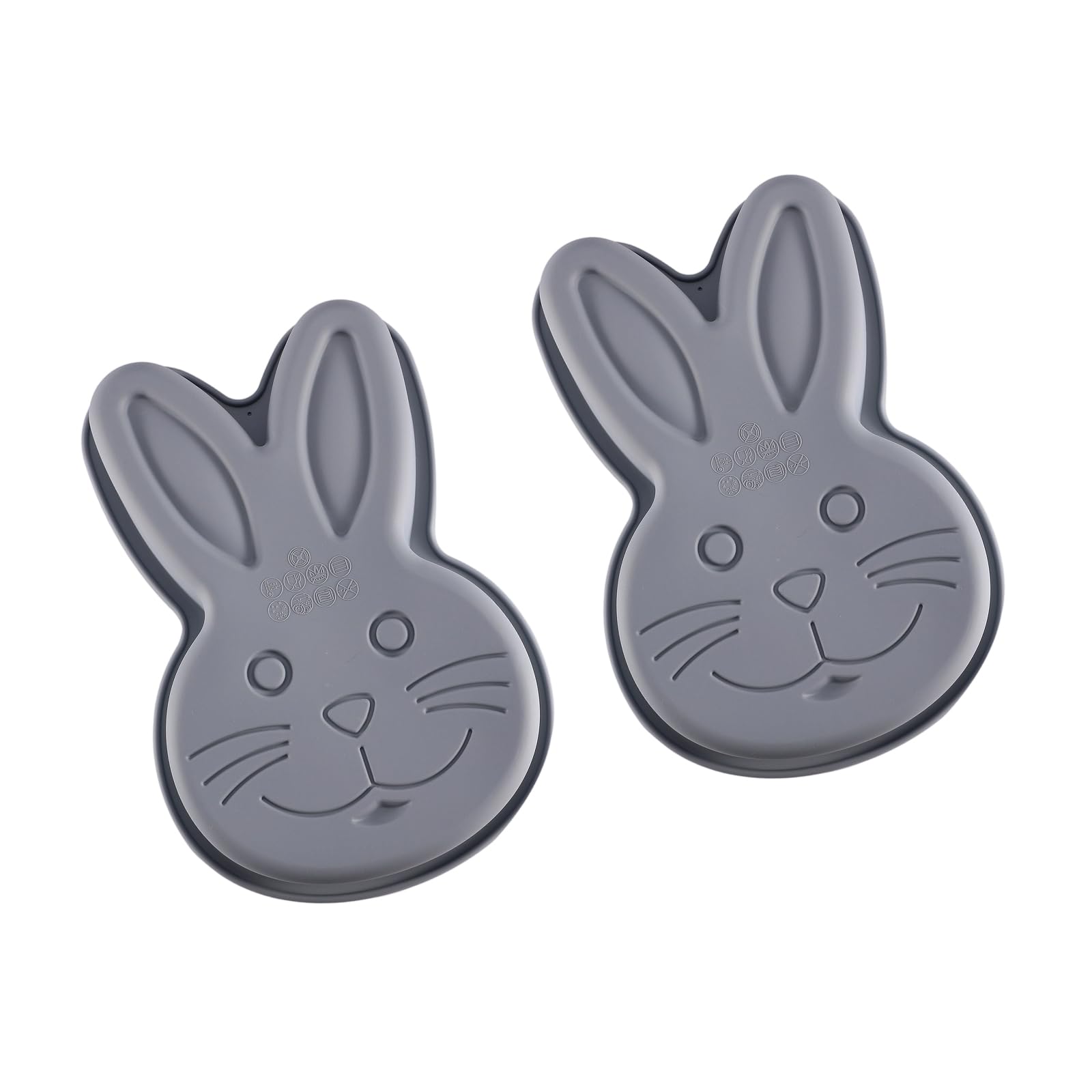 Whoasyst 2Pieces Food Grade Silicones Bunnies Shape Cake Pan Set for Oven and Freezers Use Silicones Baking Molds