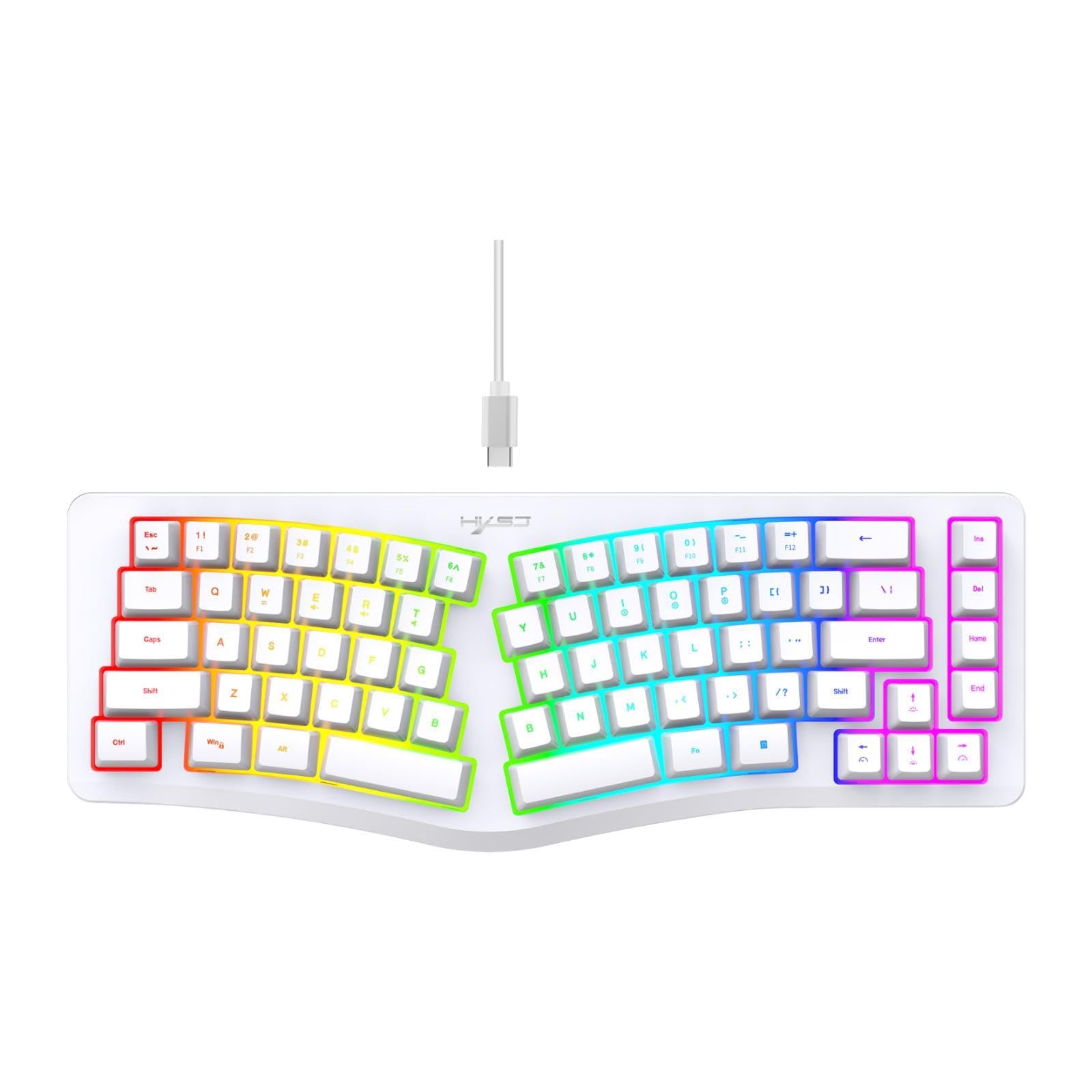 CALANDIS Mechanical Gaming Keyboard Wired Accessories Ergonomic Rainbow Backlit White-picture-27