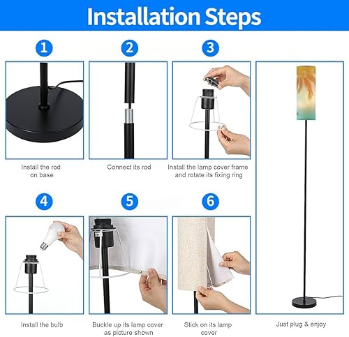 Miniatura 7 de Lámparas de pie modernas, palmera tropical, luz de sol, sol, cielo, nube, abstracto, verano, minimalista, lámpara de pie, lámpara de poste de metal