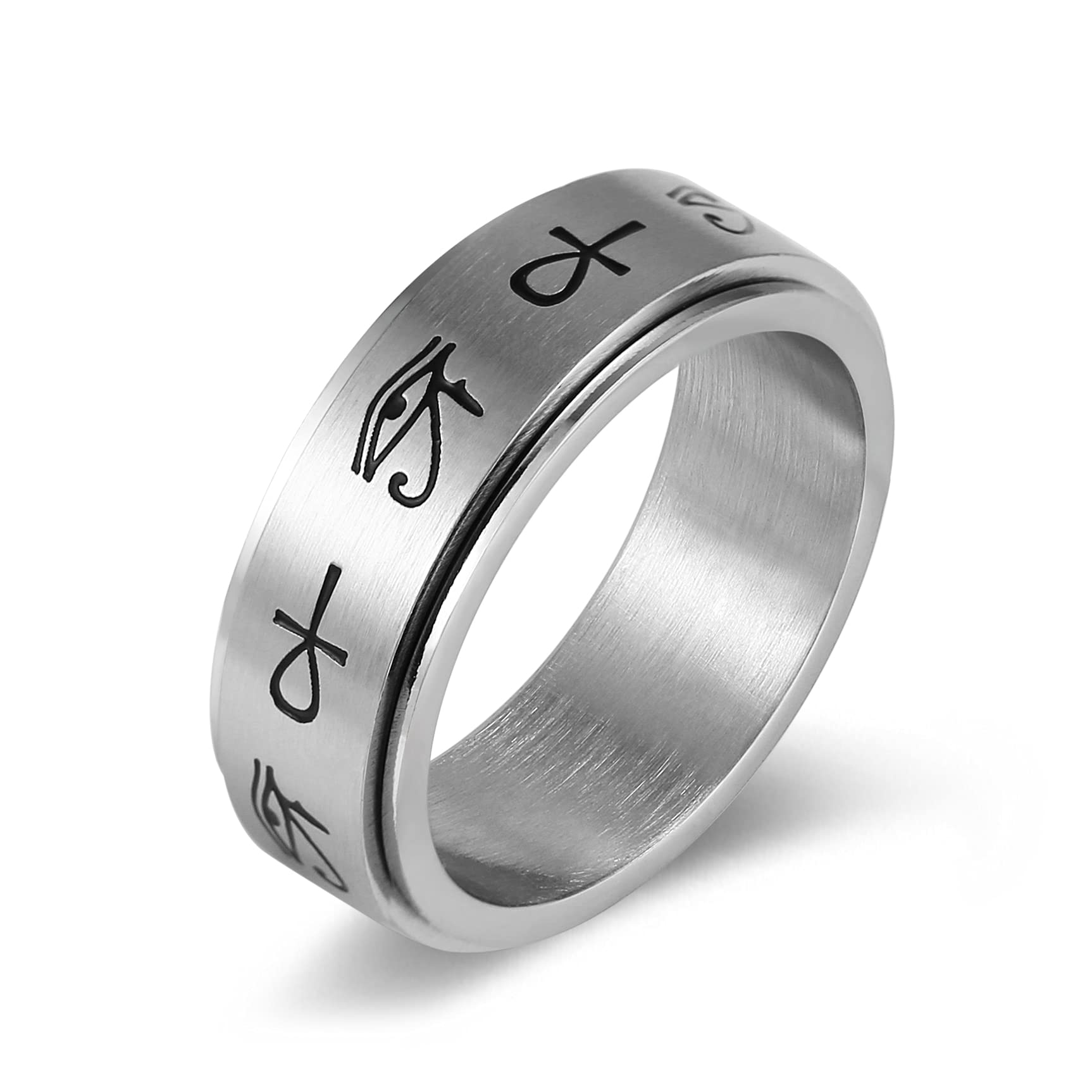 DAOSHANG 925 Sterling Silver Eye Of Horus Spoon Ring – Adjustable Vintage Ankh Cross Jewelry, Gift For Women & Men - View #11