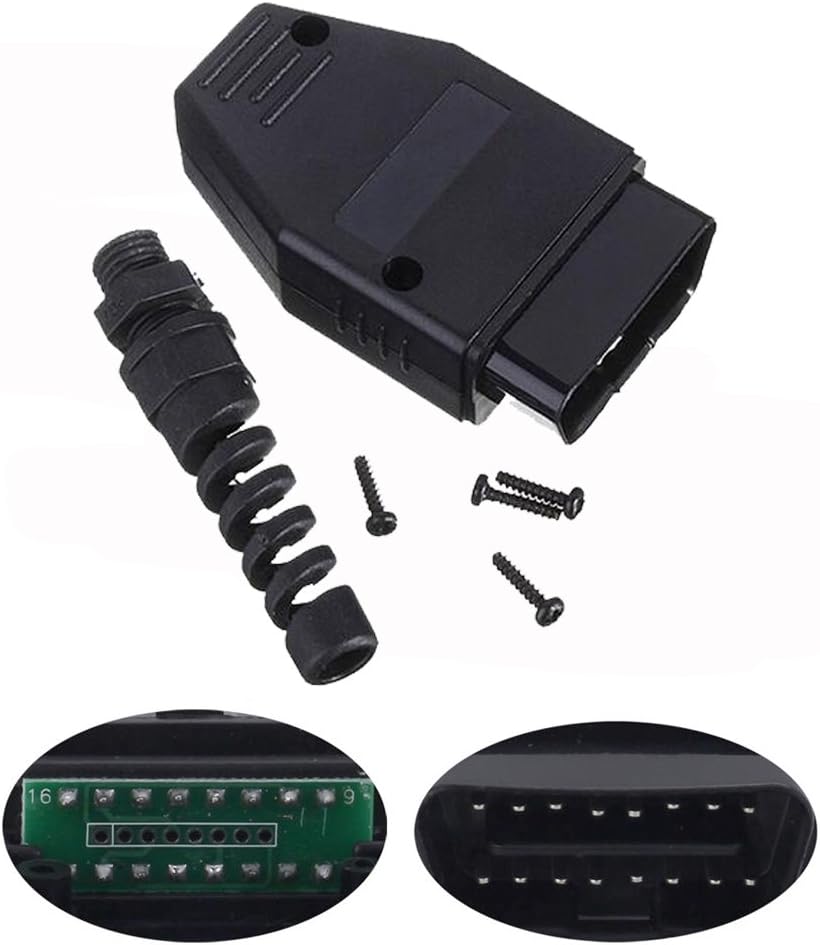 Universal 16 Pin OBD2 OBDII Male Connector OBD2 16Pin Connector OBD II Adaptor Obd2 16pin Adaptor Eobd2 Obdii J1962 Connector Obdii Plug With Screws