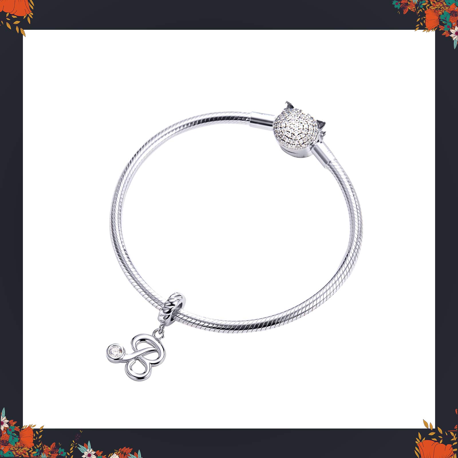 LaMenars Ciondolo con Lettera Dell'alfabeto in Argento Sterling 925 Charm Bead con A alla Z Pendente con Zirconia Cubica Compatibile con Pandora e Europei Bracciale Collane da Donna (Letter A)