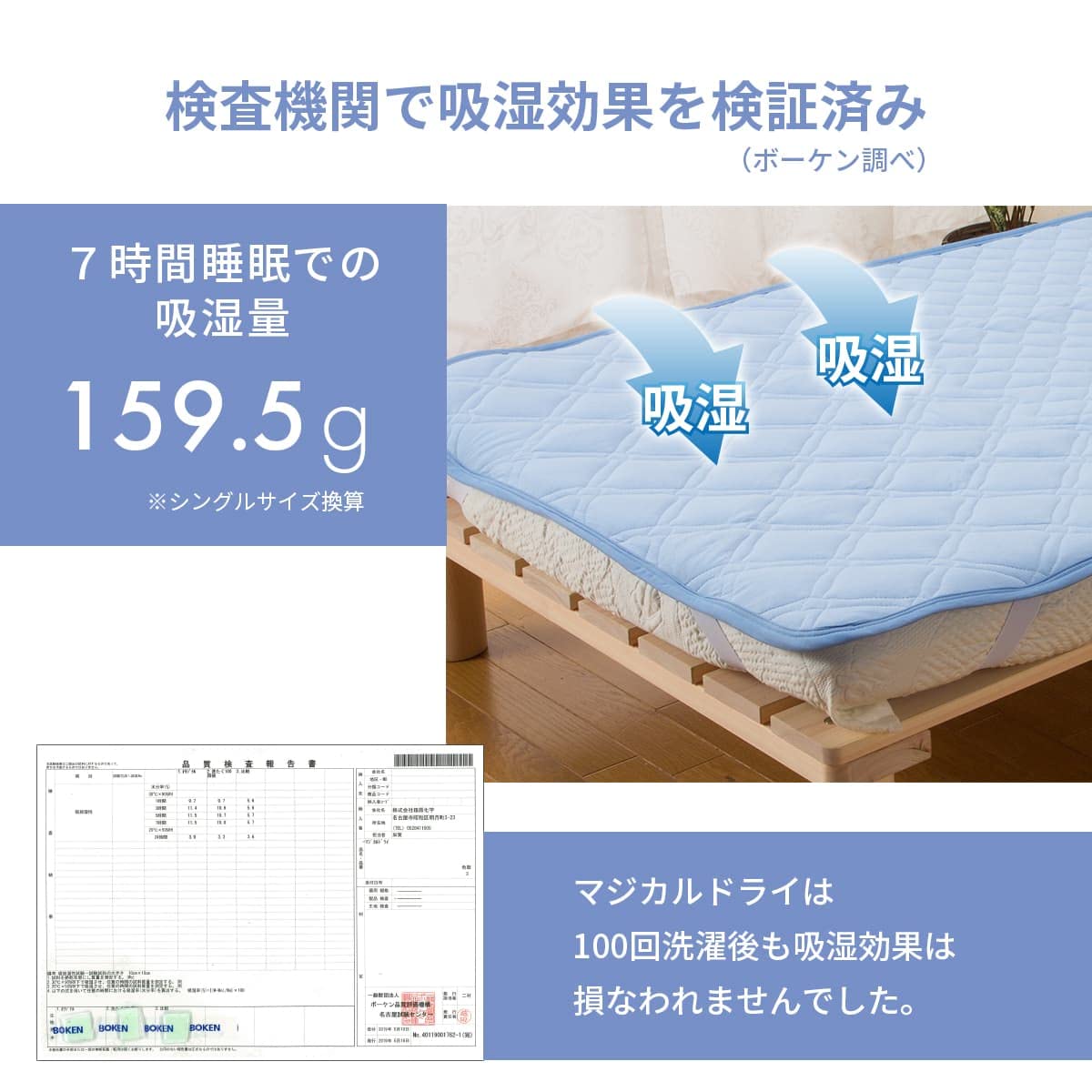 Amazon｜マジカルドライ 除湿消臭 敷きパッド 2022 シングル 100×205cm 