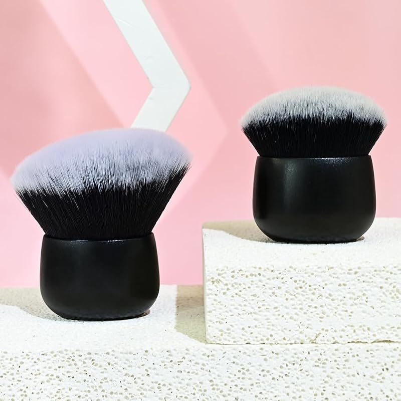 COSHINE Conjunto com 2 Pincéis Kabuki Ovais para Maquiagem, Cerdas Sintéticas, Preto