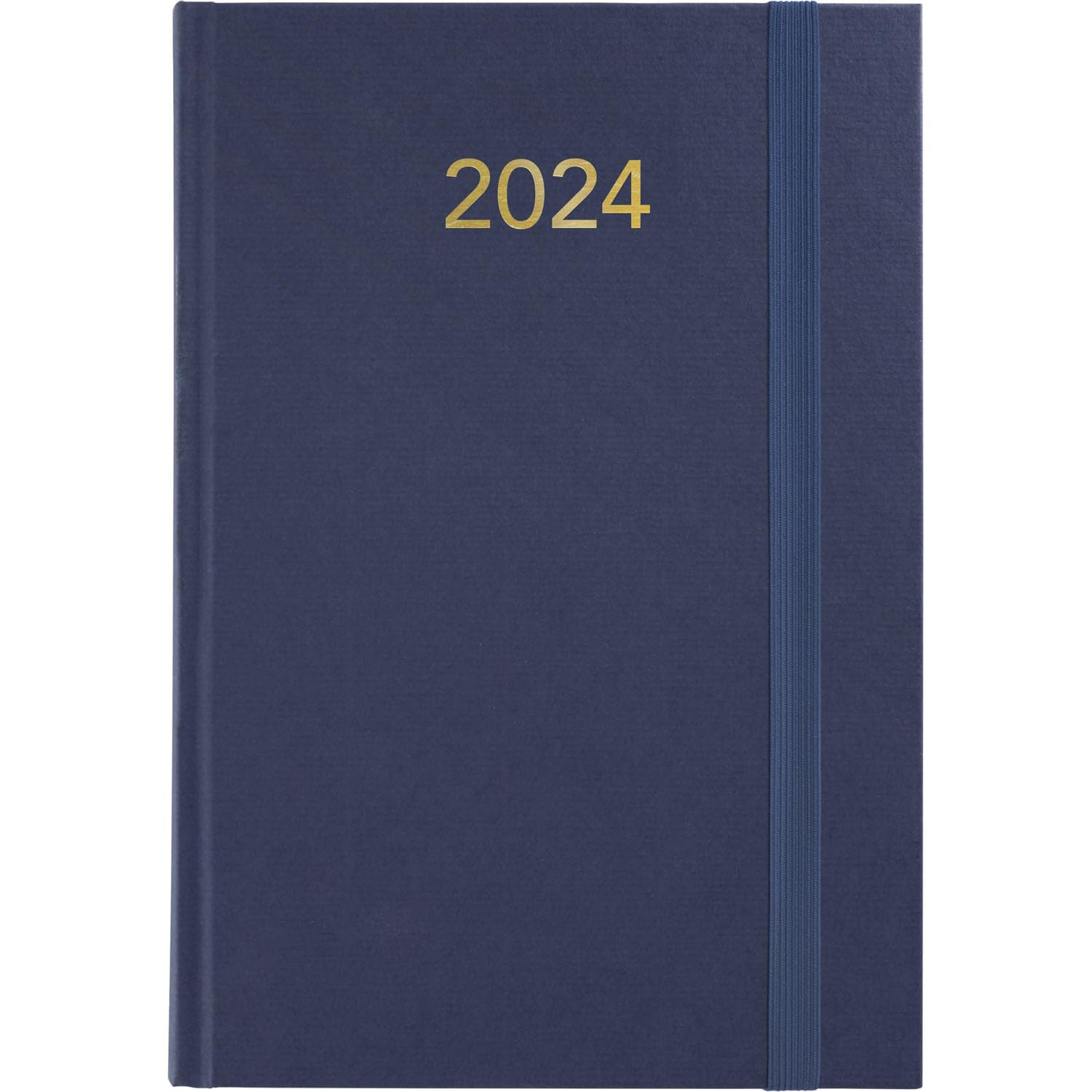 Grafoplás | Agenda 2024 Economy | Navy Blue | 14.5 x 21 cm | Padded Vinyl Covers | Vertical Closure Rubber | Reading Point | Annual | Florence Series