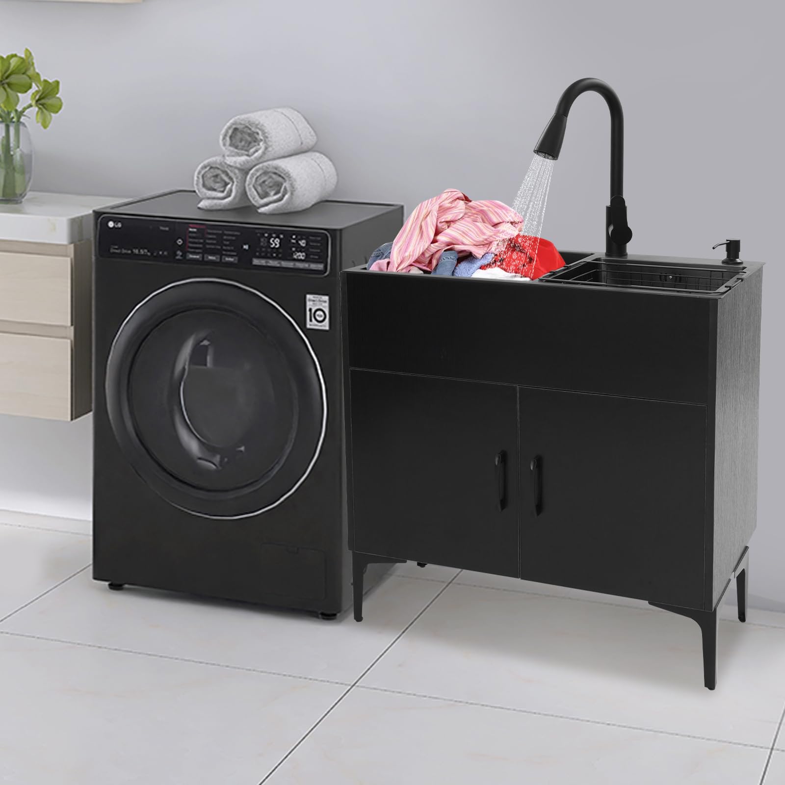 Amazon.co.jp: 流し台 ガーデンシンク 収納付き 蛇口付き ランドリー