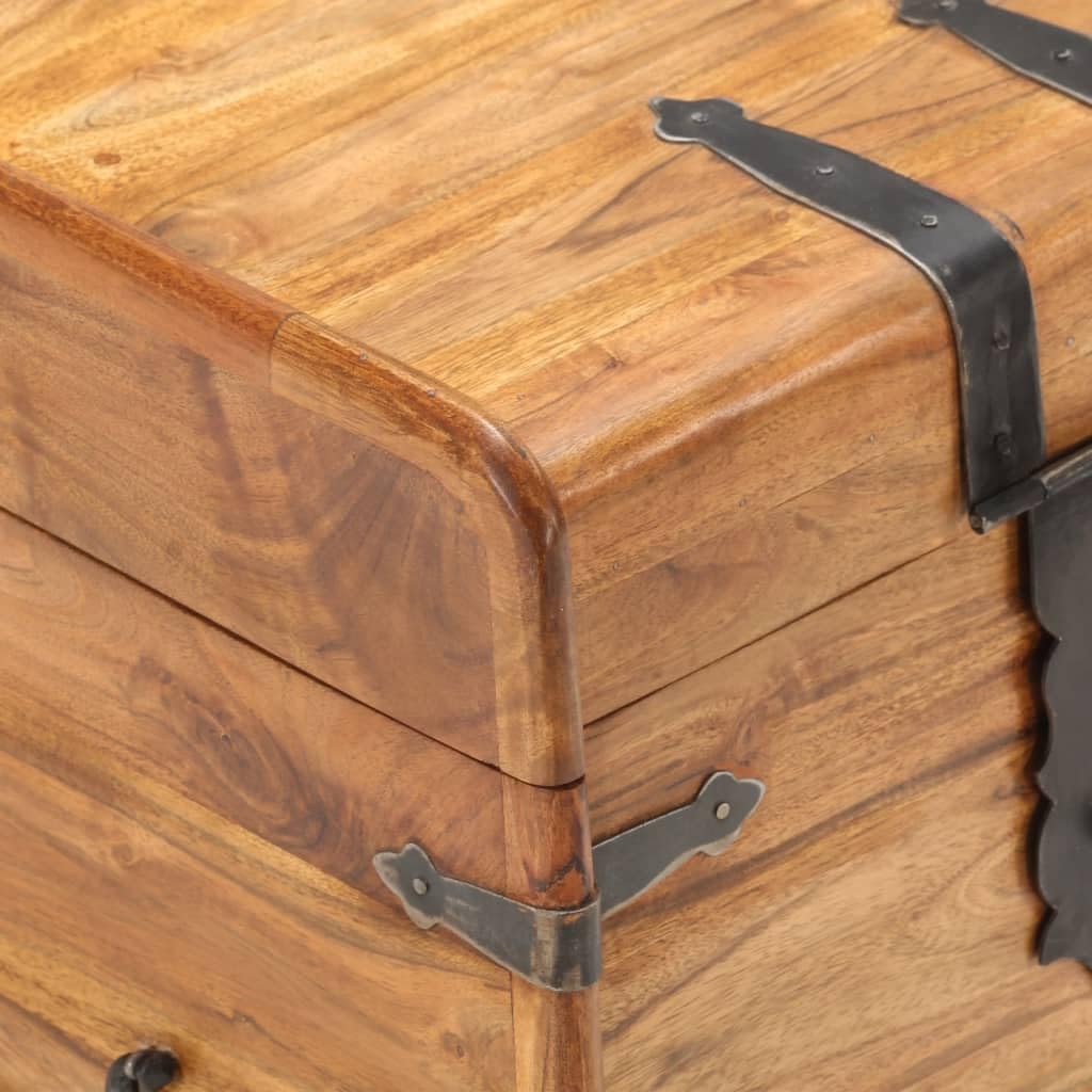 Baúl de almacenamiento de madera maciza de acacia, 40 x 40 x 40 cm, con tapa y cerradura, caja con cerradura para salón, dormitorio, pasillo, como cofre de asiento y mesita de noche