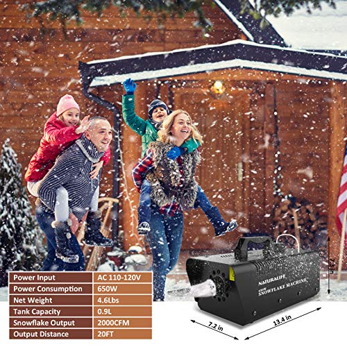 naturalife snow machine 650w high output snowflake maker with wired remote control great machine for christmas wedding party stage effect