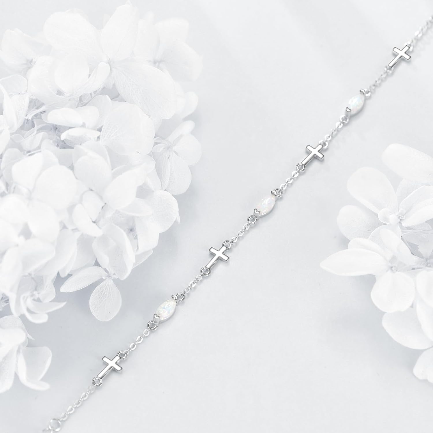 CRMAD Cross/Heart/Infinity/Star of David Bracelet for Women Sterling Silver Opal/Malachite/Moonstone Bracelet Cross Jewelry Gift for Women - Image 5