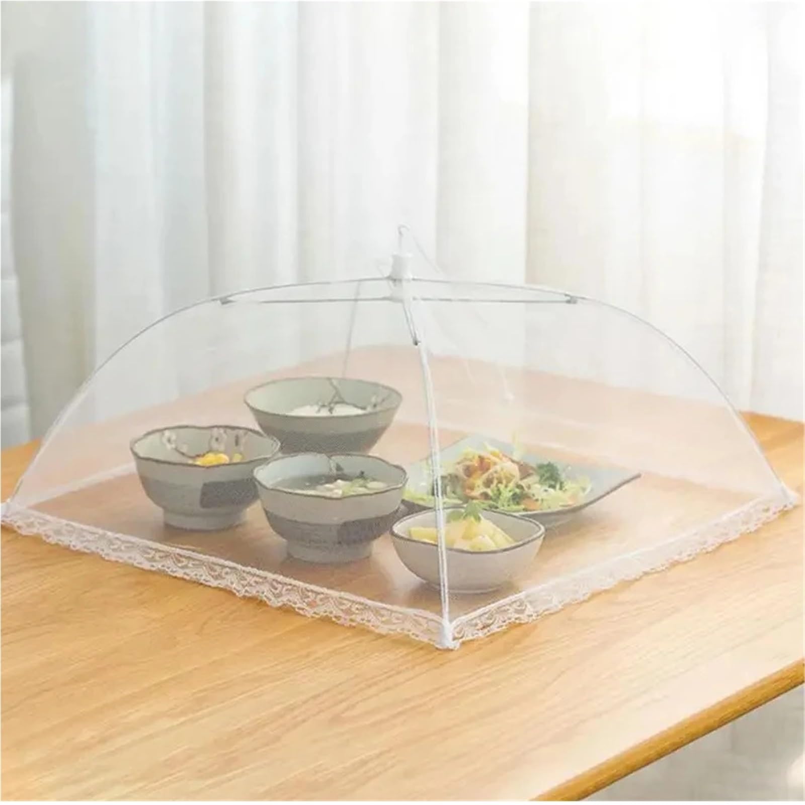 Netzabdeckung für Lebensmittel, Mesh-Pop-Up-Abdeckung, faltbar, atmungsaktiv, for Outdoor-Grill, Picknick, Küche, mehrere Größen(48x48cm 3pcs)
