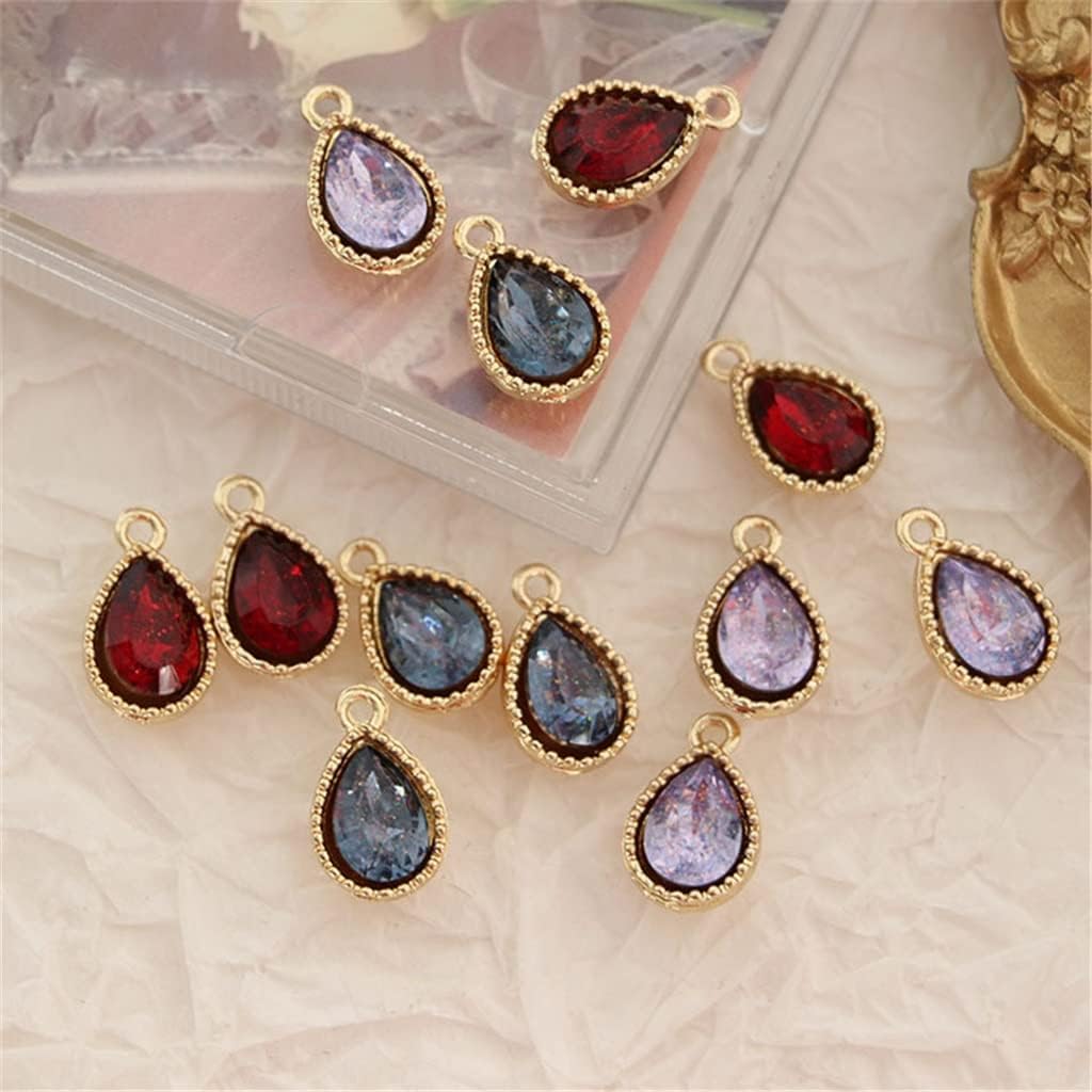 JJZXD ヴィンテージコートラインストーン合金ペンダントティアドロップイヤリングネックレスジュエリーペンダント素材 (Color