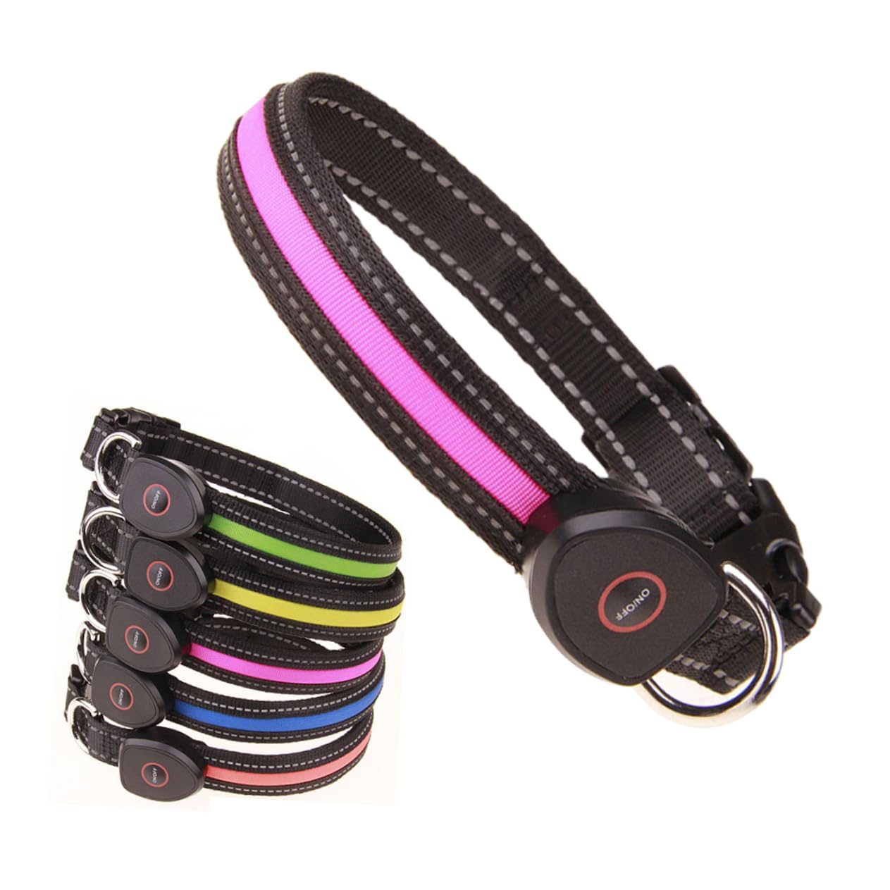 Kisangel Lot De 3 Colliers Lumineux LED pour Chien Rechargeables par USB Clignotants pour La Nuit Haute Visibilité Taille L