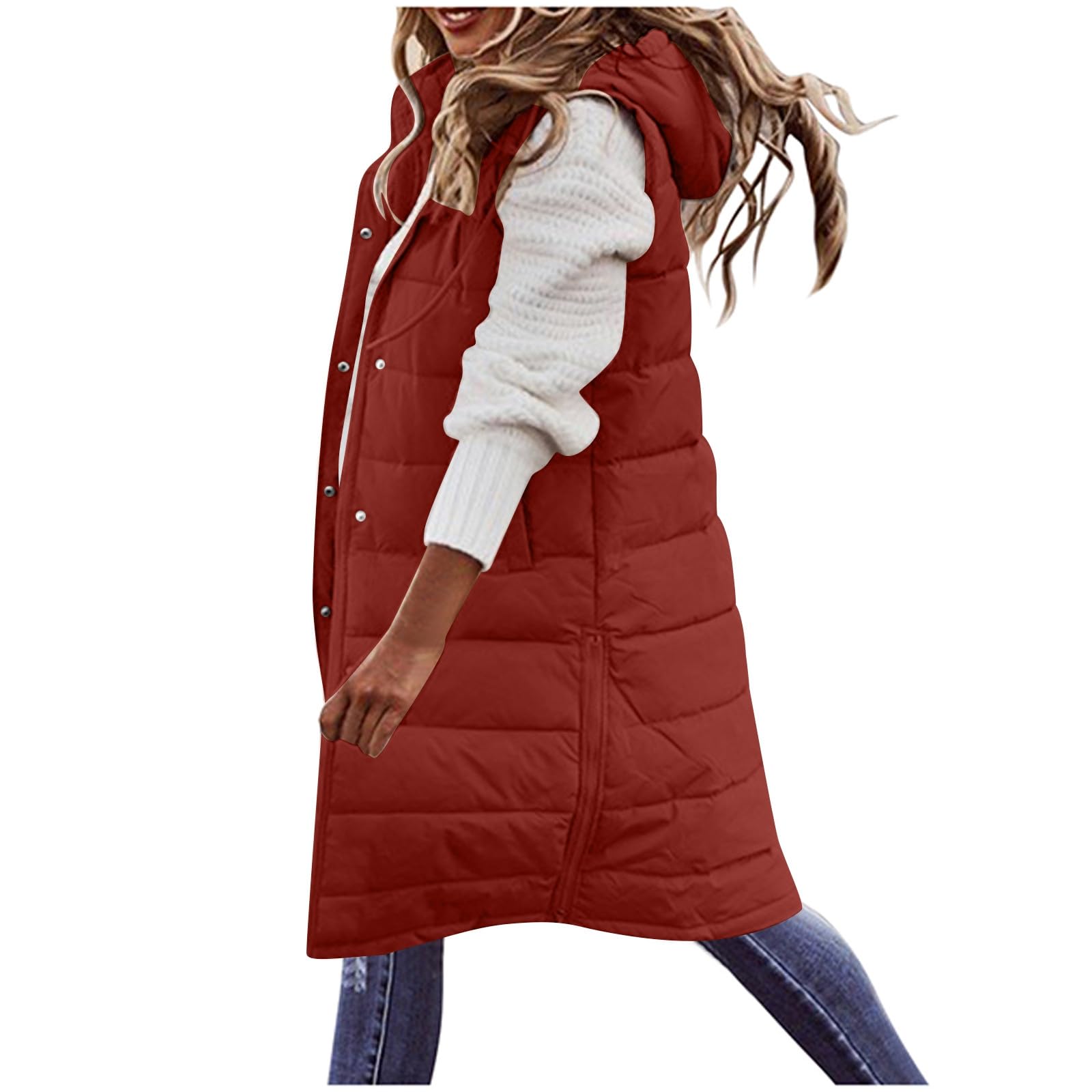 Chaleco sin mangas para mujer con capucha elegancia atemporal casual 8