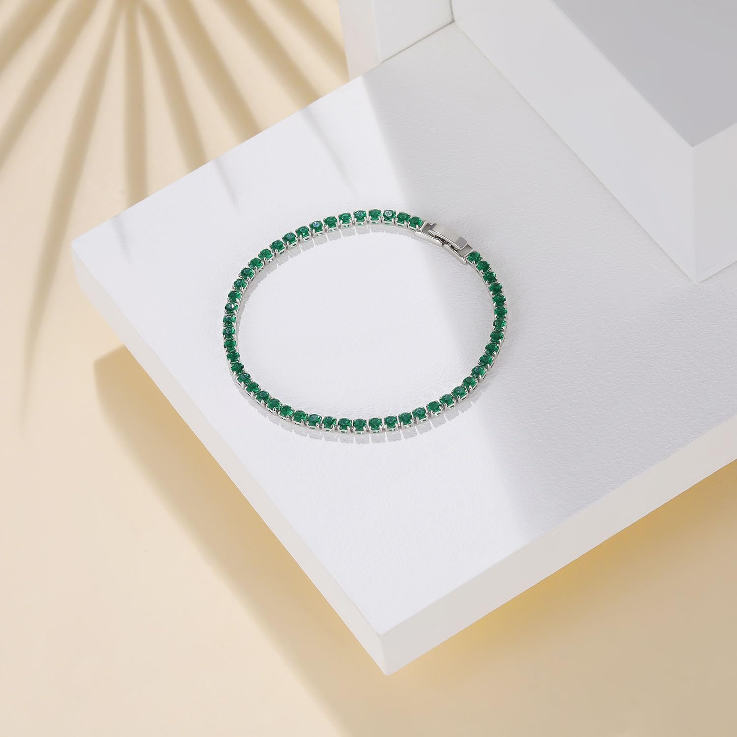 Mameloly 6mm Cubic Zirconia Classic Tennis Bracelet 14K Gold Plated Baguette Charm Multicolored CZ Bracelets for Women Size 6.5-7.5 Inch - Image 2