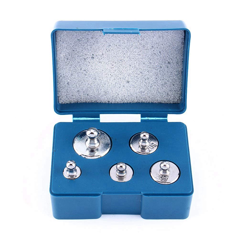 50g, 20g, 10g, 5g Grams Calibration Weights Set for Jewelry Scale with Tweezer, Silver Chrome Steel Calibration Weight Kit, Suitable for Laboratory, Commercial, Educational Use