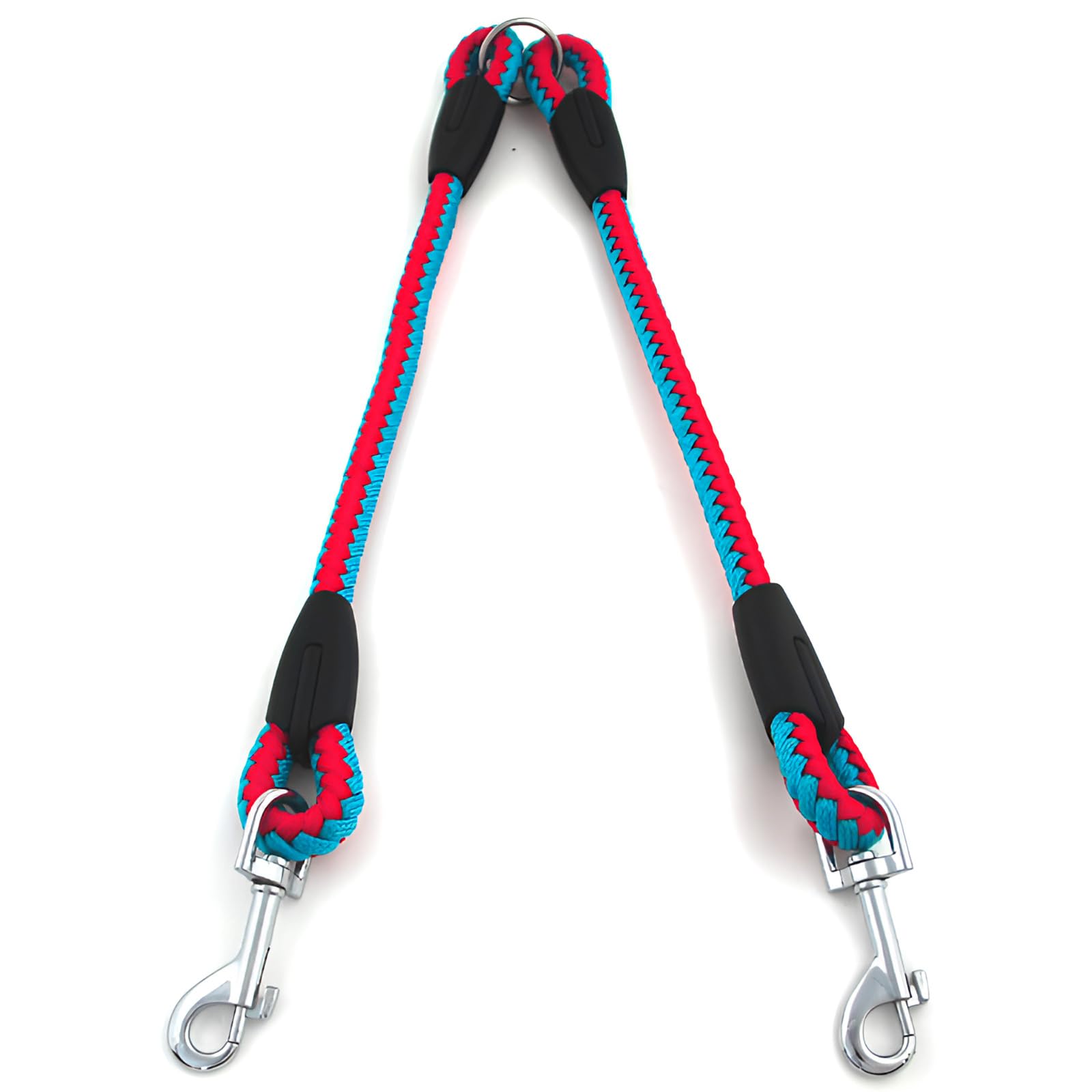 AKEISHE Double Dog Leash for Two Dogs – No-Tangle Dual Leash with Chew-Resistant Braided Rope & Zinc Alloy Clips – Durable No-Pull Design for Walking, Training & Outdoor Use