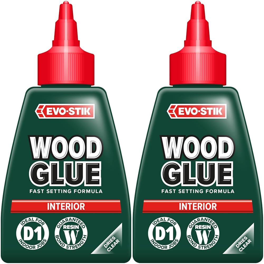 EVO-STIK Wood Glue - Interior, Extra Strong, Fast Setting, Suitable for All Wood Types, Dries Clear, 50ml (Pack of 2)