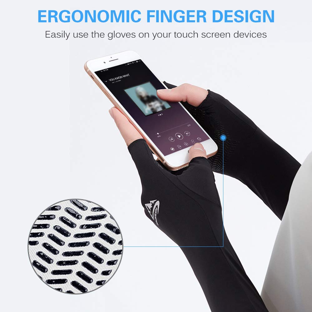 HUIOP Manicotti per braccio di raffreddamento con dita ergonomiche per uomo e donna, protezione solare, maniche lunghe per ciclismo, guida, corsa, golf, calcio, basket